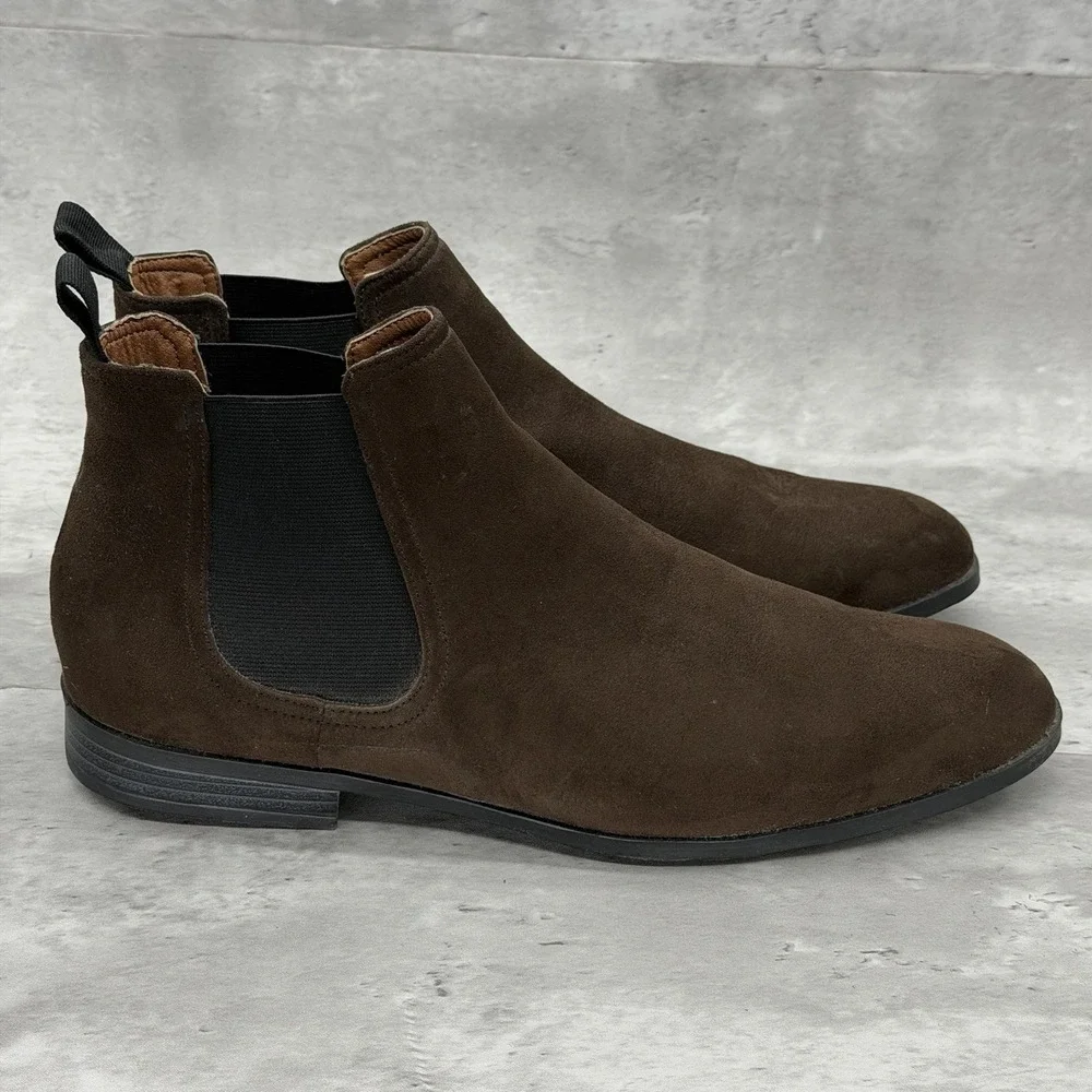 H&M Dark Brown Real Suede Ankle Chelsea Boots Men's size 11.5